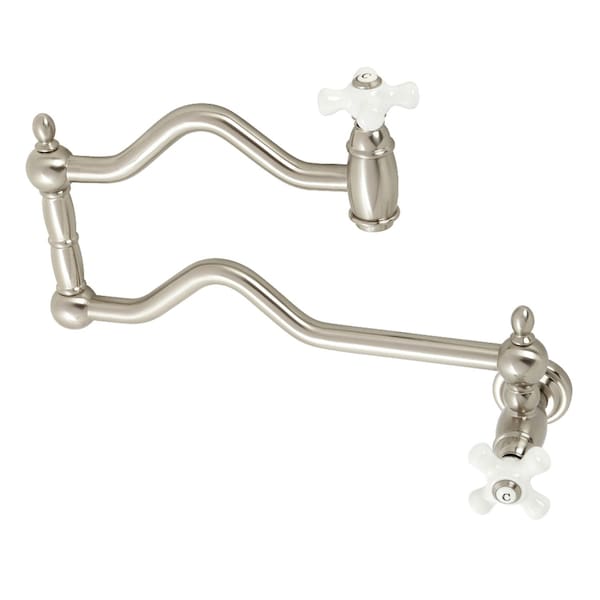 KS2108PX Heritage Wall Mount Pot Filler, Brushed Nickel